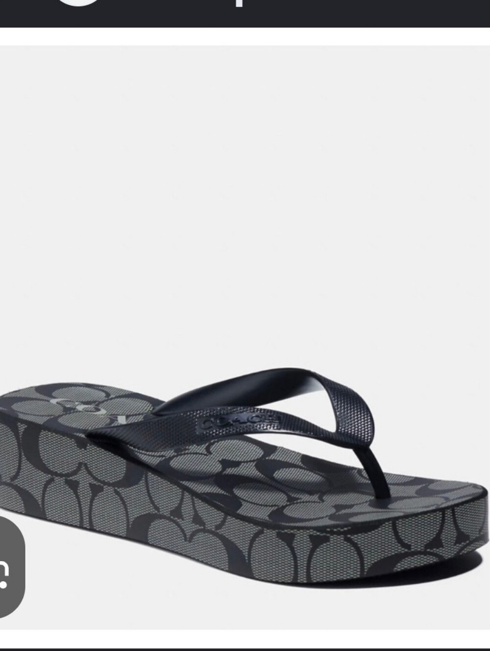 Coach Black Signature C Platform Flip Flops Sandals Wedge Size 8B C8917